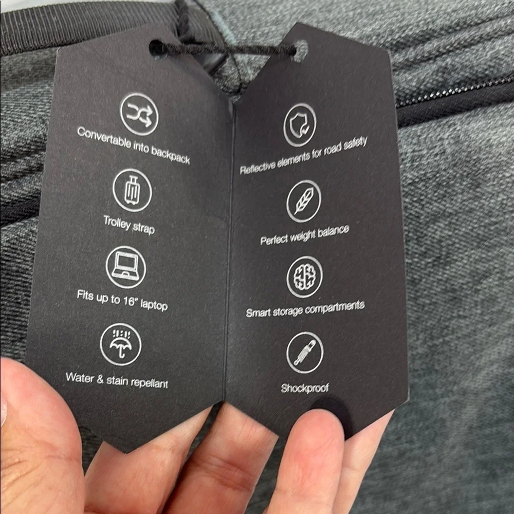NWT Gray Laptop convertible Bag with Modern Design and Reflective Detail